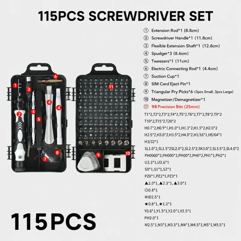 Portable 115in1 Magnetic Screw - Electronics Repair Business recension och pris